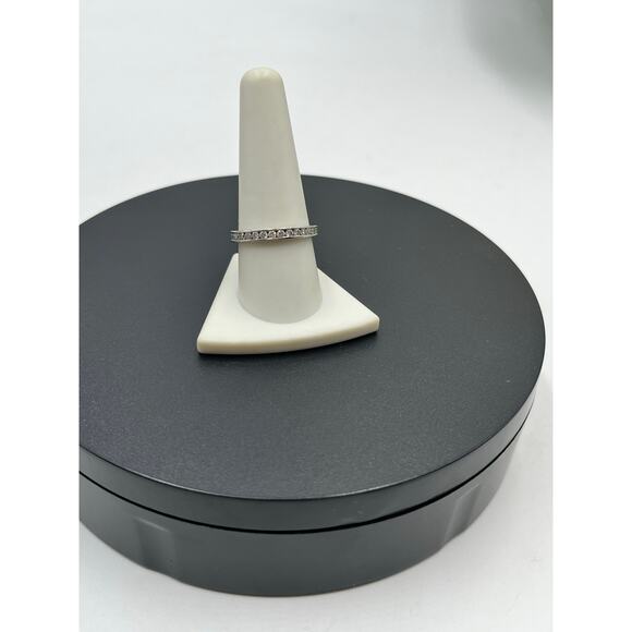 SW Signed Sterling Silver CZ Full Eternity Band Ring Sz 9.5 - Picture 2 of 12